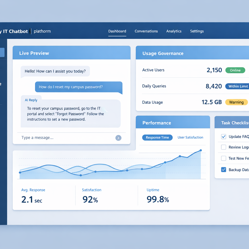 ChatKit dashboard with service performance controls